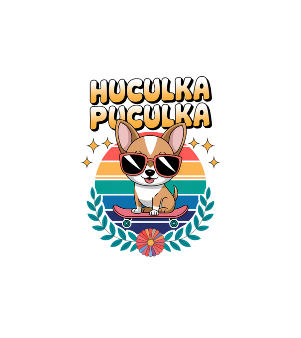 Huculka Puculka Câine 2 model alb pe tricou