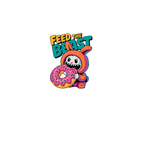 Feed the beast model alb pe tricou