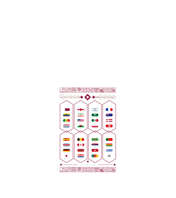 Qatar 2022 teams - groups model negru pe tricou