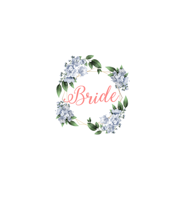 BRIDE blue floral model alb pe tricou