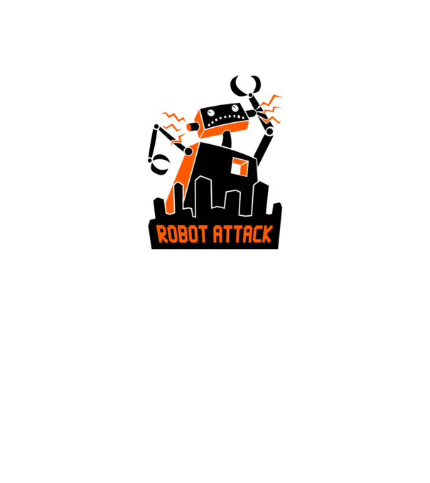 Robot Attack model alb pe tricou