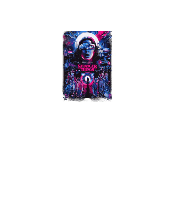stranger things poster neon model negru pe tricou