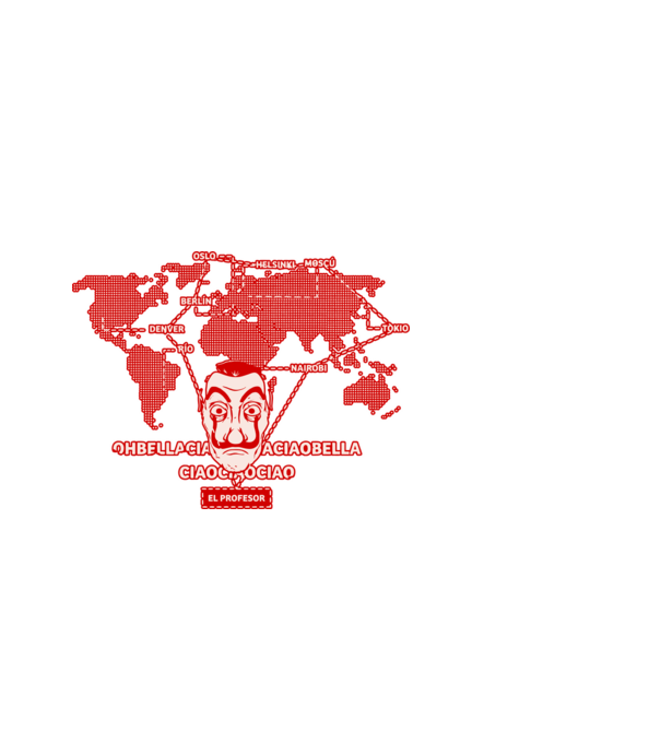 la casa de papel map model negru pe tricou