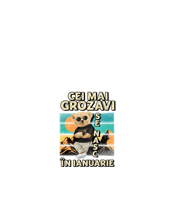 RETRO teddy IANUARIE model alb pe tricou