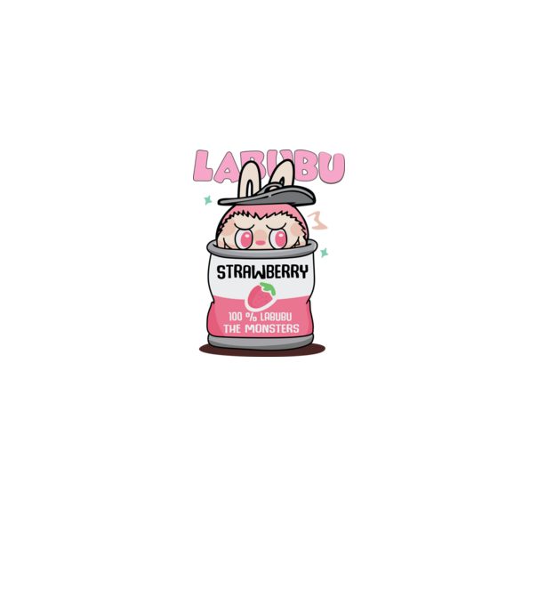 Strawberry Labubu model alb pe tricou