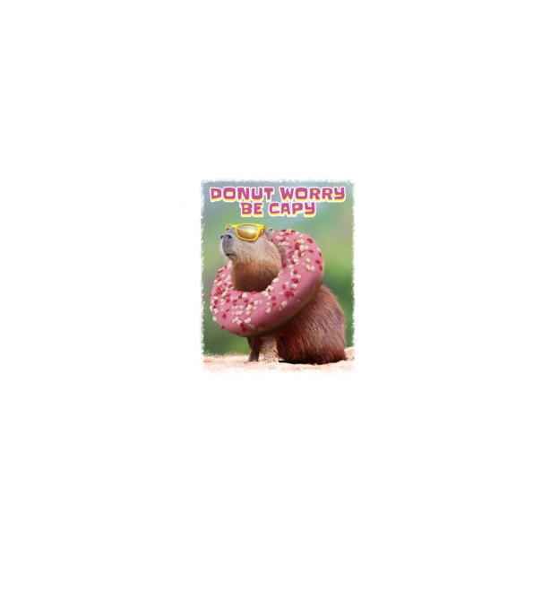 Capybara Donut worry be capy model alb pe tricou