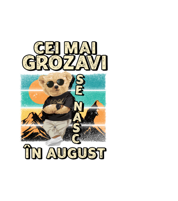 RETRO teddy AUGUST model alb pe tricou