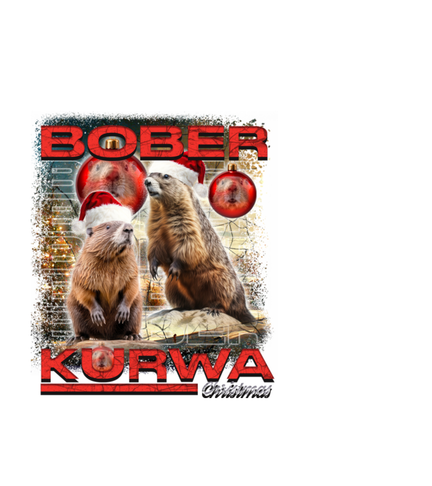 Bober kurwa christmas universe model negru pe tricou