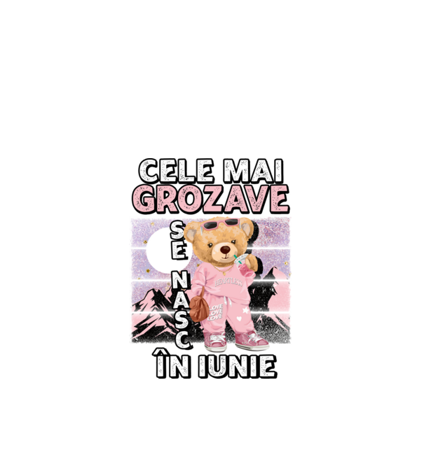 RETRO teddy fetişcană IUNIE model negru pe tricou
