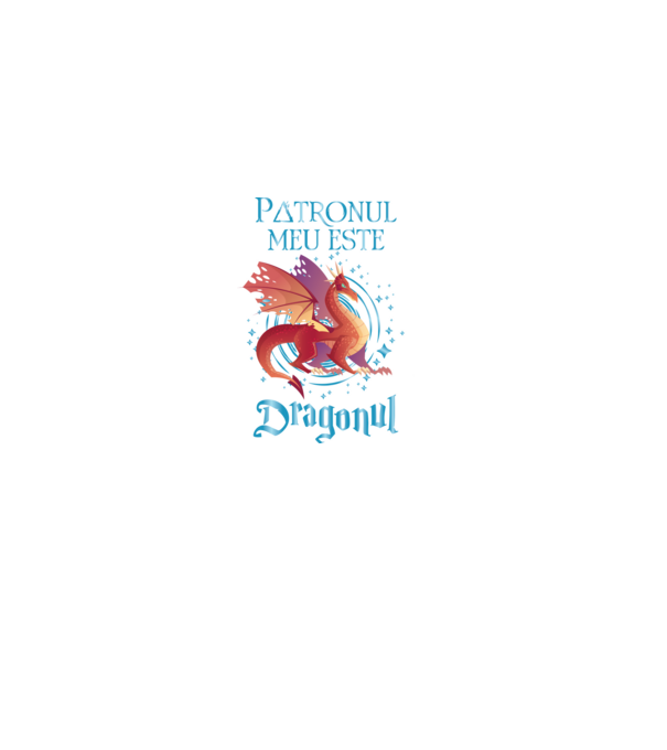 Patronul meu este DRAGONUL model negru pe tricou