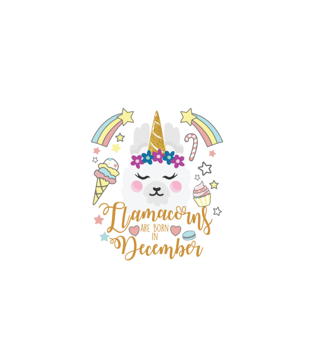Llamacorns are born in December model alb pe tricou