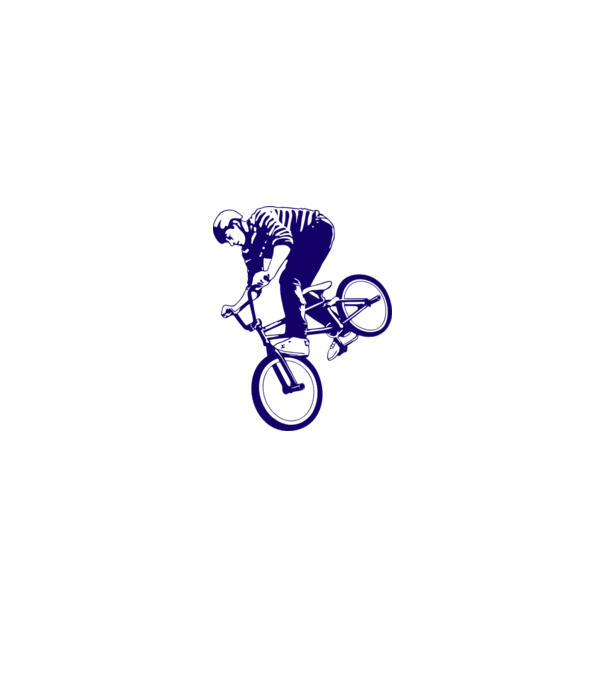 BMX stunt model albastru deschis pe tricou