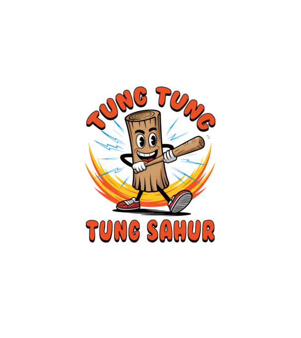 Tung Tung Tung Sahur drăguț model negru pe tricou