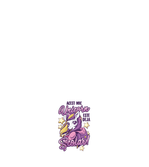 Acest mic unicorn este deja școlar model negru pe tricou