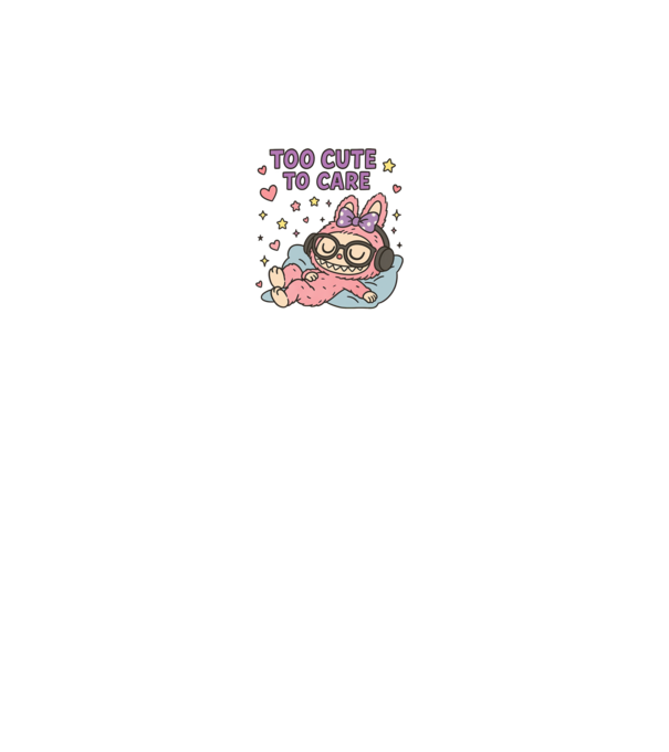 Too cute to care model negru pe tricou