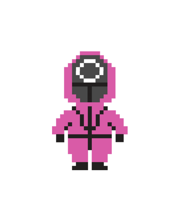 squid game pixel model alb pe tricou