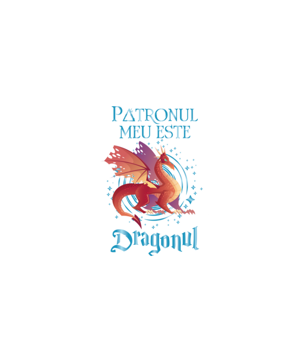 Patronul meu este DRAGONUL model negru pe tricou