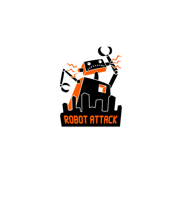 Robot Attack model alb pe tricou
