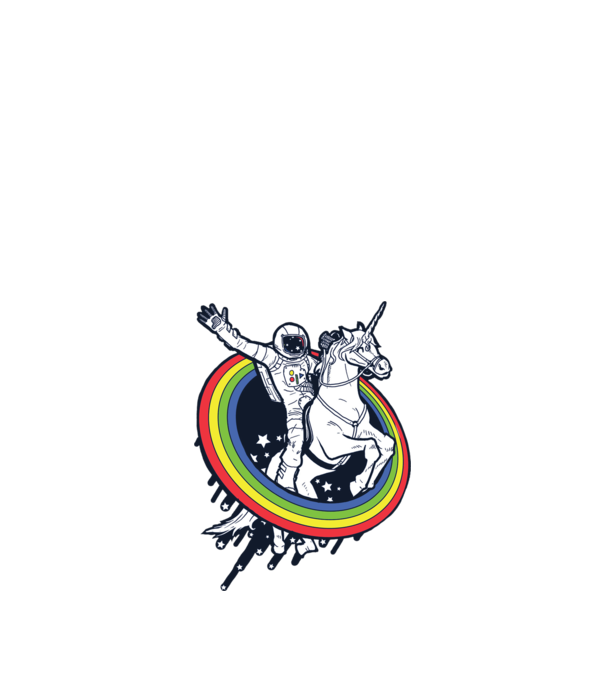 Unicorn Spaceman model albastru închis pe tricou