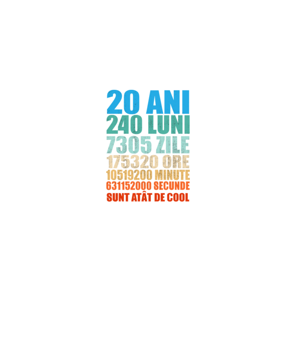 De 20 ani - luni - zile - ore - minute - secunde - sunt atât de cool model negru pe tricou