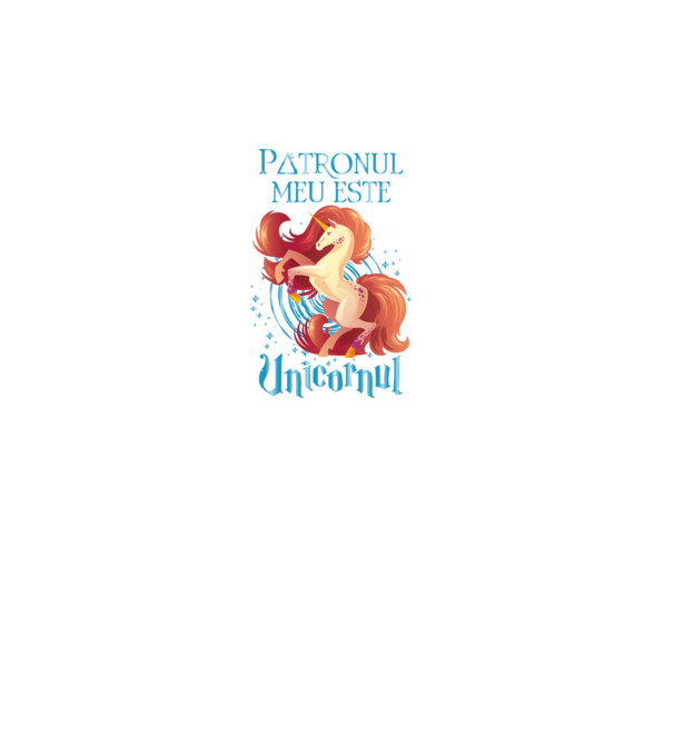 Patronul meu este UNICORNUL model turcoaz pe tricou