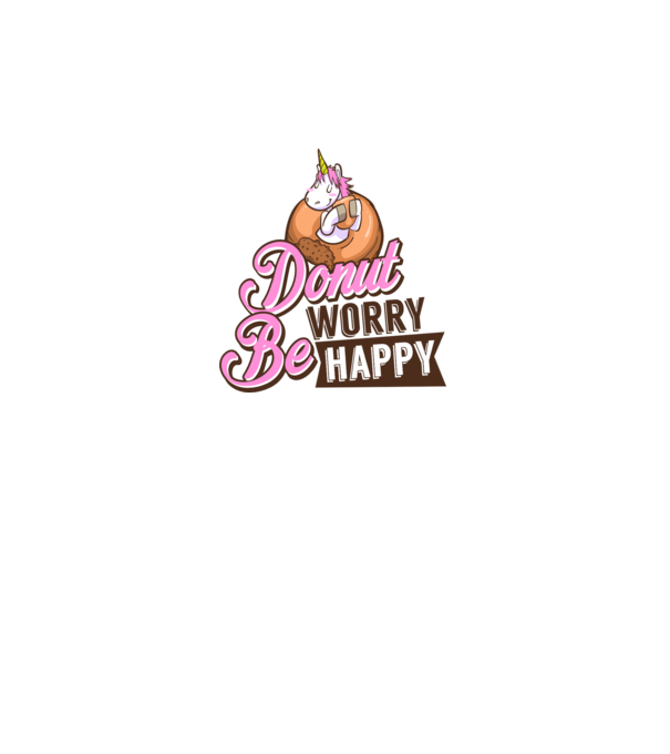 Donut worry be happy model alb pe tricou