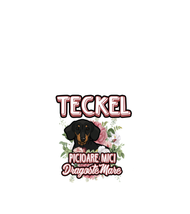 teckel : picioare mici dragoste mare model alb pe tricou