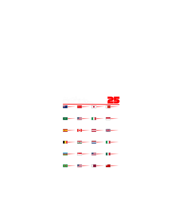 F1 calendar 2025 negru model alb pe tricou