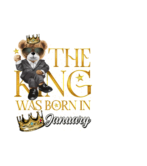 The king was born int JANUARY model alb pe tricou