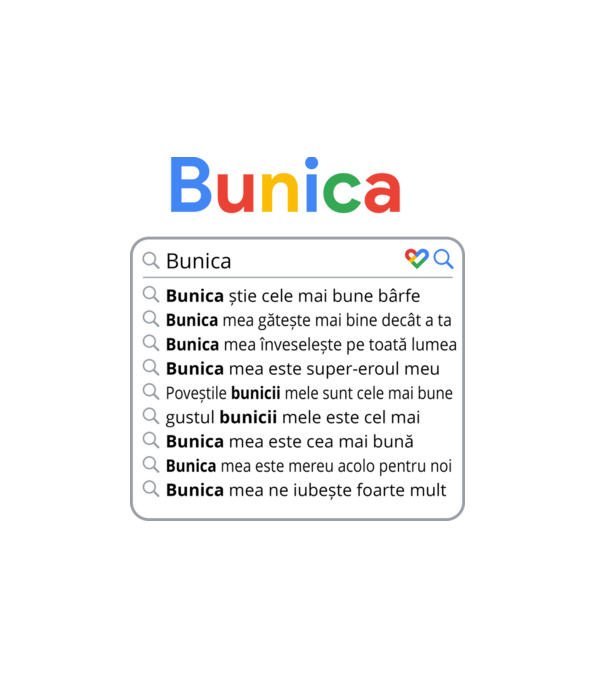 căutare Google Bunica model alb pe tricou