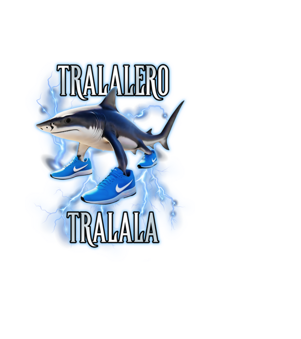 Tralalero Tralala model negru pe tricou