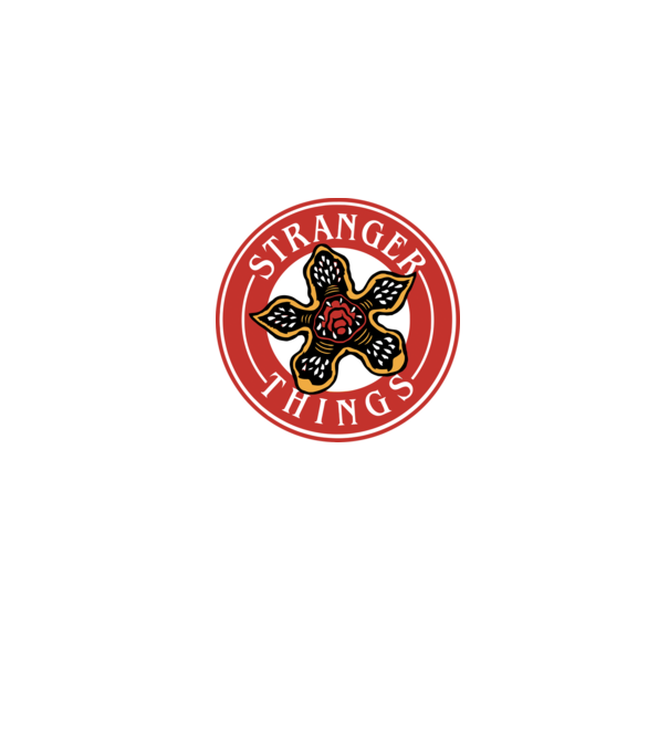 stranger things logo bucks model albastru jeanși pe tricou