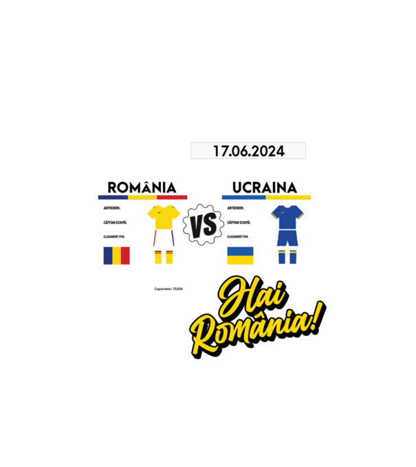 ROU-UKR euro 2024 calendar model alb pe tricou