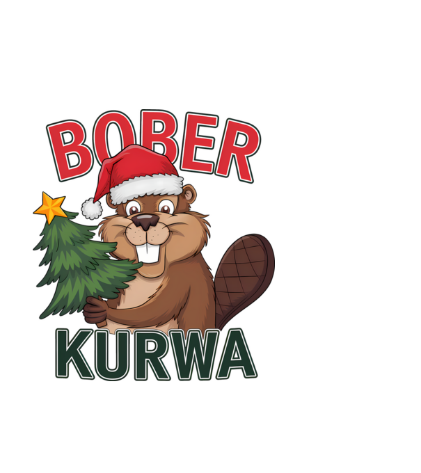 Bober kurwa Christmas model albastru deschis pe tricou