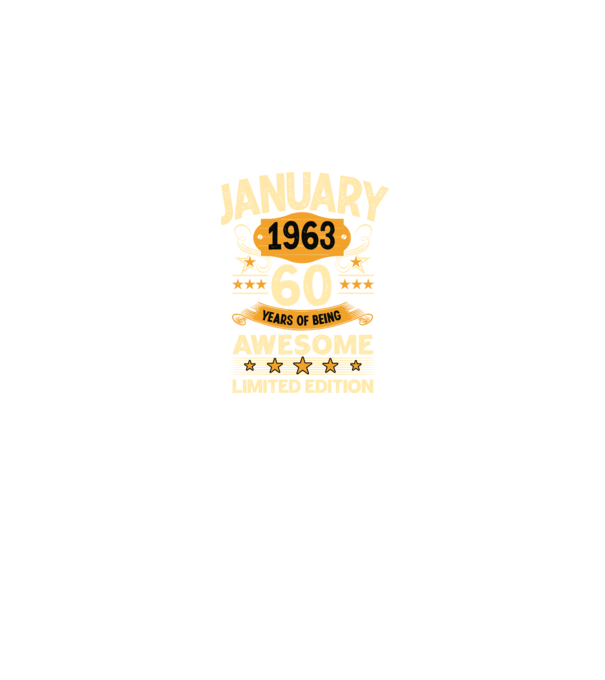January 1963 60 years of being limited edition model albastru jeanși pe tricou