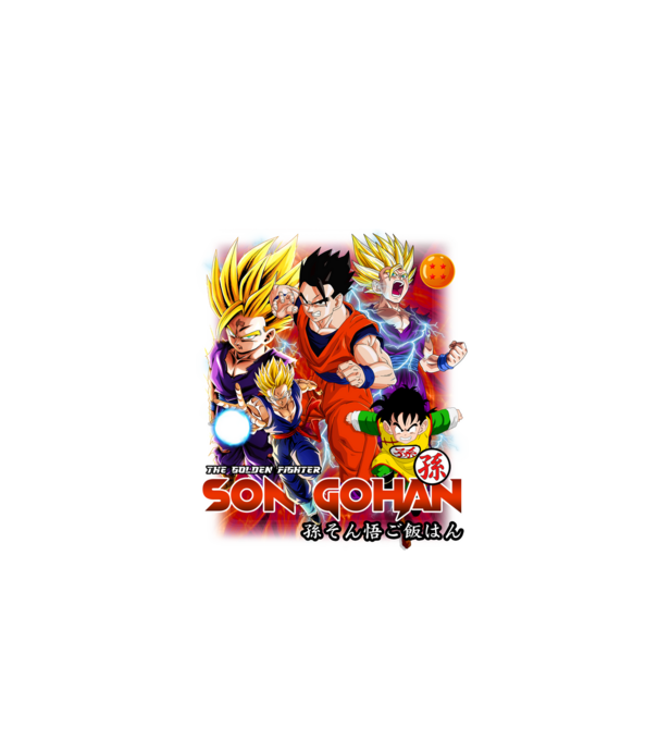 gohan dragonball model negru pe tricou