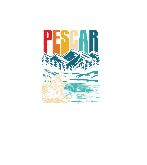 Pescar retro model negru pe tricou