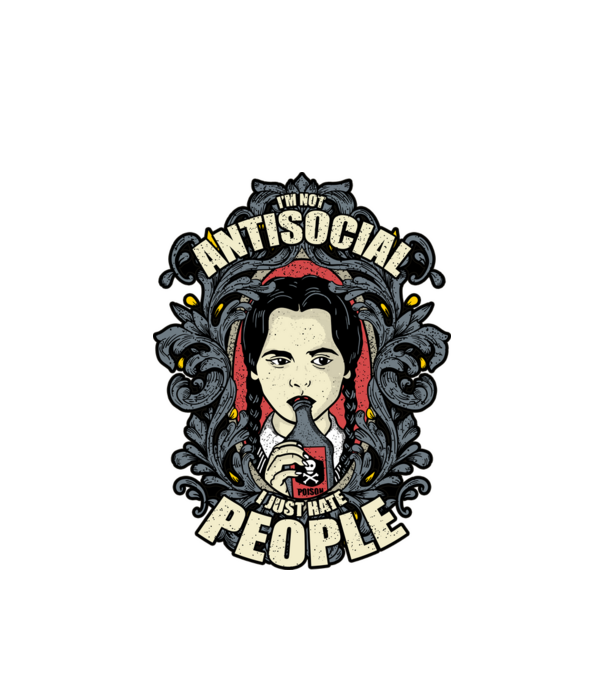 WEDNESDAY - Just hate people model alb pe tricou