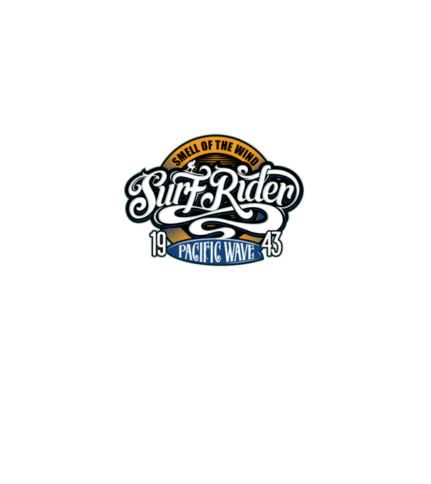 Surf Rider model negru pe tricou