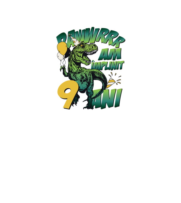Rawr Am împlinit 9 ani model alb pe tricou