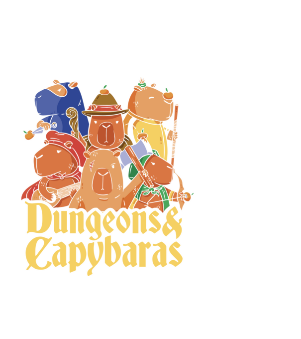 Dungeons and Capybaras model negru pe tricou