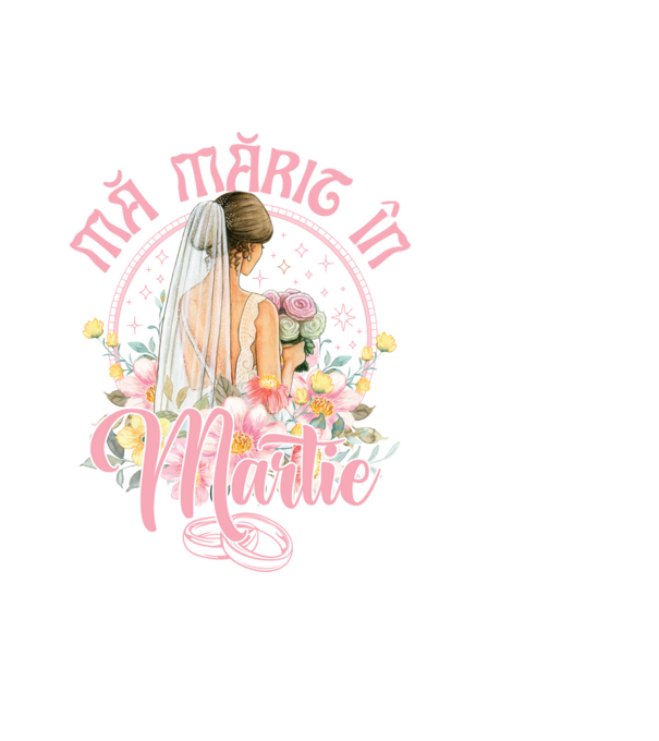 mă mărit - în martie model albastru deschis pe tricou