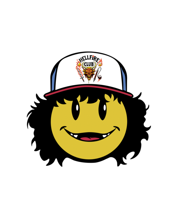 dustinhappyface model alb pe tricou