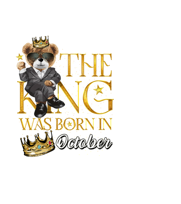 The king was born int OCTOBER model negru pe tricou
