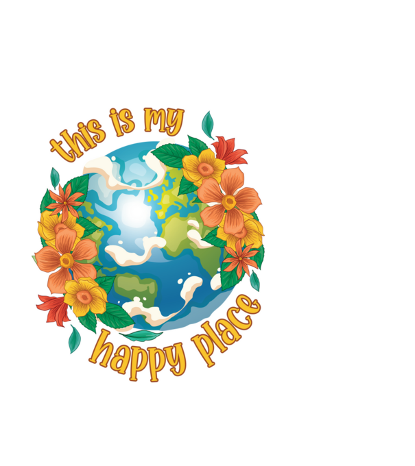 Happy Place model alb pe tricou