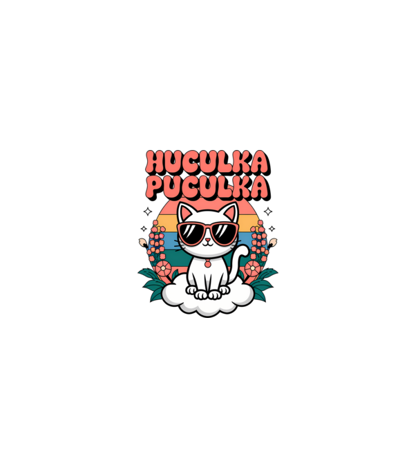 Huculka Puculka pisică 1 model albastru deschis pe tricou
