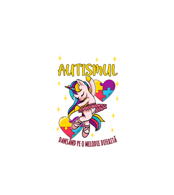 Autismul, dansând pe o melodie diferită model negru pe tricou