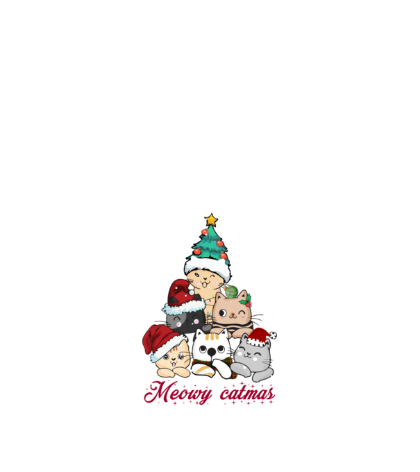 Meowy catmas model alb pe tricou
