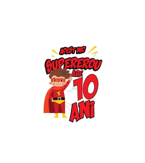 Acest mic supererou are 10 ani model negru pe tricou