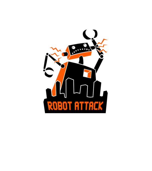 Robot Attack model alb pe tricou